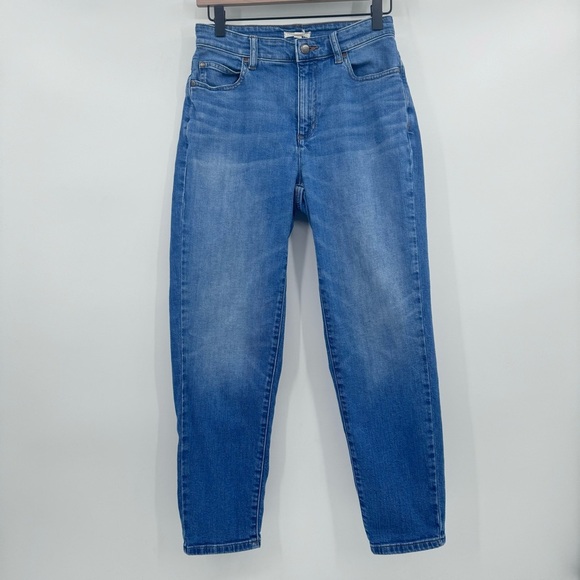 Eileen Fisher Jeans Women 0 Blue Mom Mid Rise Organic Denim Stretch Comfy Ankle - Picture 1 of 12